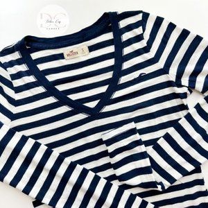 Hollister Co. Women's Blue and White Shirt Size Small